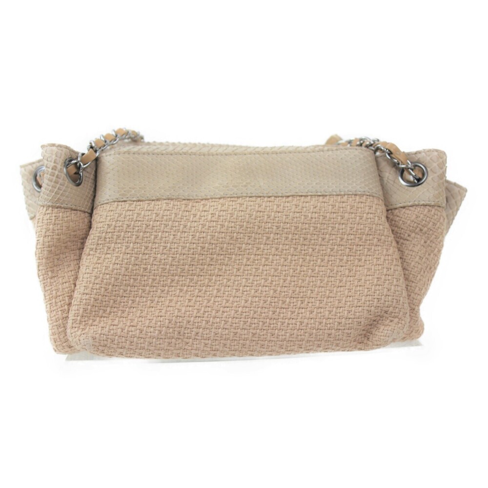 Chanel Python Chain Shoulder Bag Beige Silver Coco Mark - Picture 4 of 7